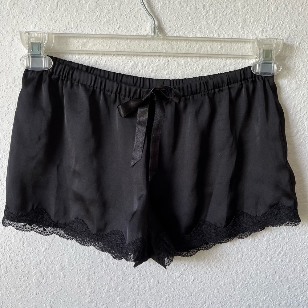 H&M Black lingerie shorts lace trim elastic waist XS